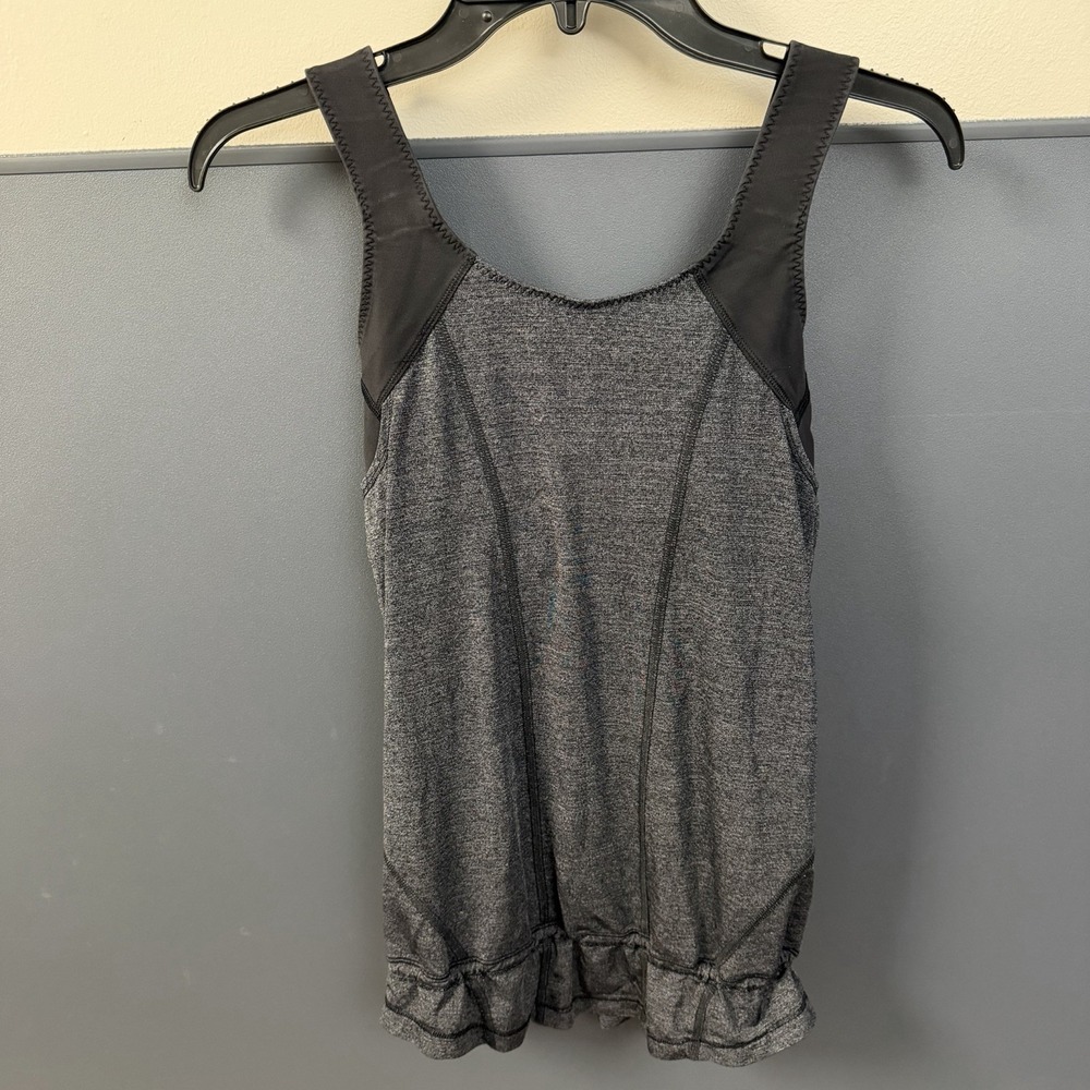 Lululemon Athletica Women Tank Top Built in Bra Gray Black Ruched Size 4
